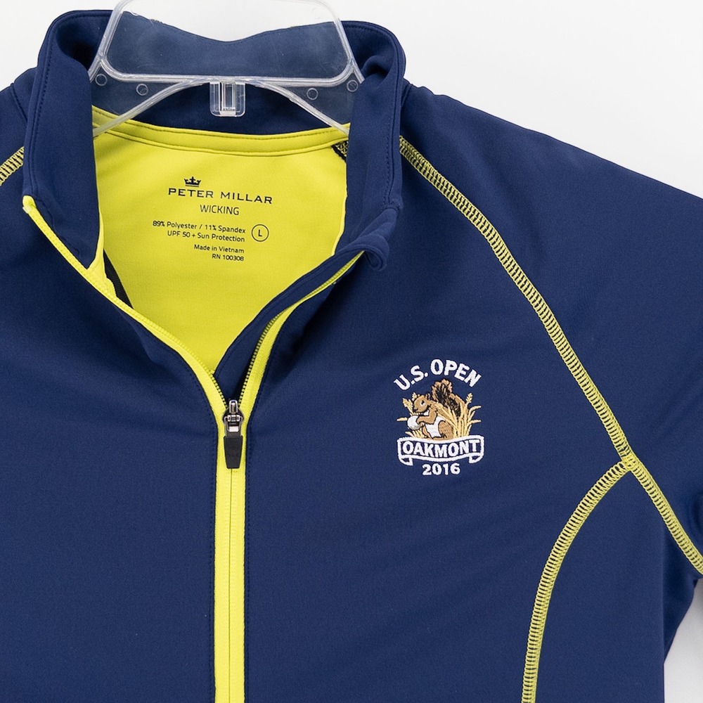 Peter Millar Womens Large 1/4 Zip‎ Pullover Navy Blue 2016 US Open Oakmont 🐿️